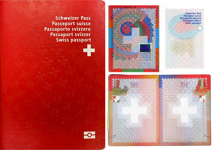 스위스 여권 표지와 속지
